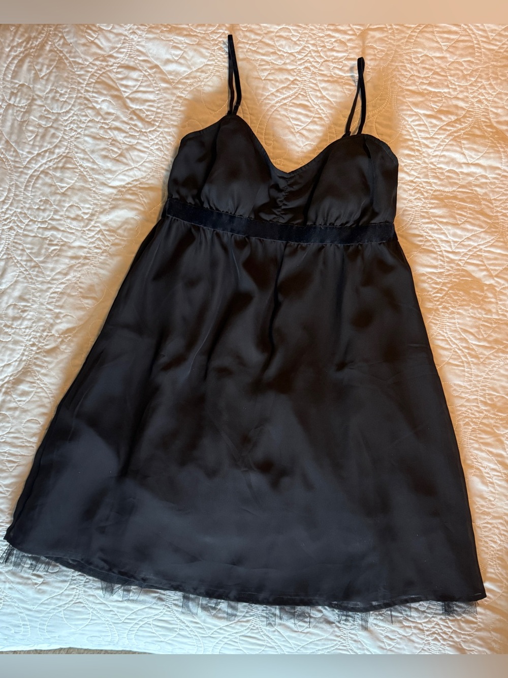 Volcom Black Satin Mini Slip Dress with Spaghetti Straps